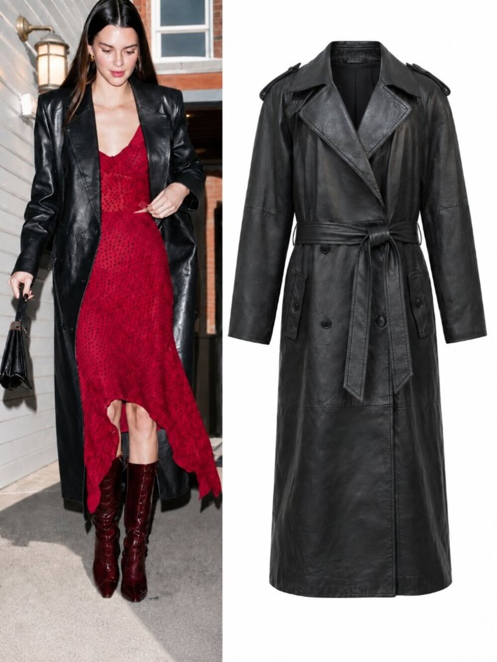 🖤💥STUNNING!🖤💥AUTENIC 70s GENUINE LEATHER MAXI BELTED INSULATED BLACK TRENCH
